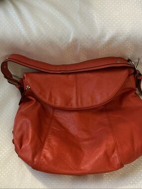 Everyday Red Leather Shoulder Hobo Bag